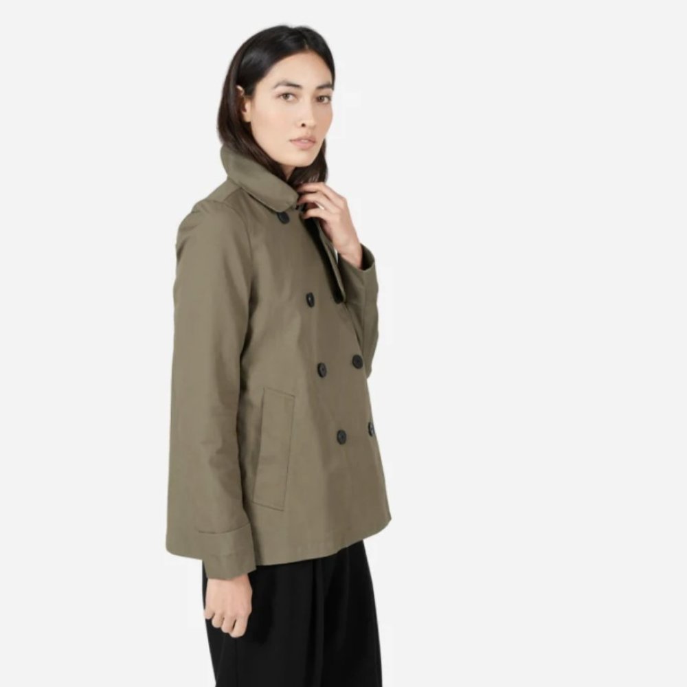 Everlane Swing Trench coat jacket in Sage green - Picture 3 of 8
